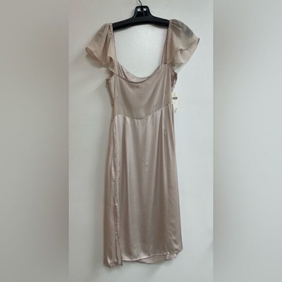 By Anthropologie Flutter-Sleeve Satin Sheath Mini Dress - Picture 7 of 10